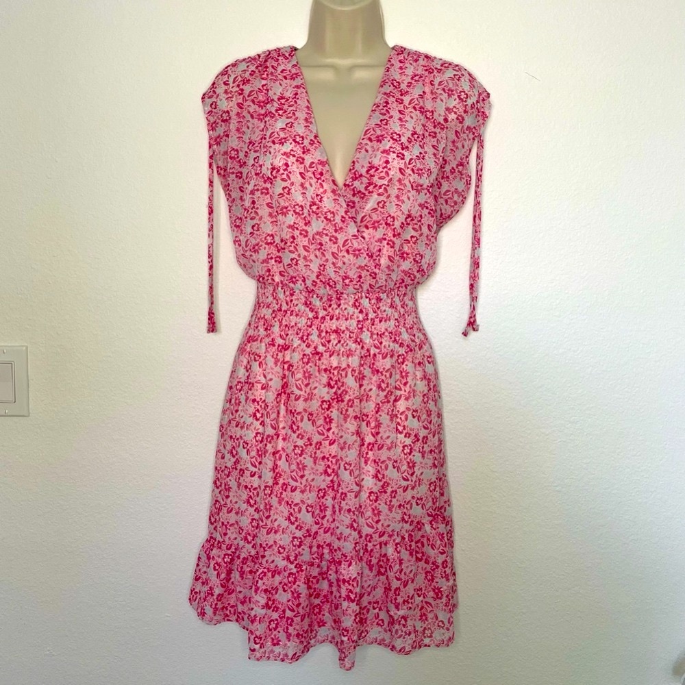 BCBG Pink Floral Mini Dress Sz L